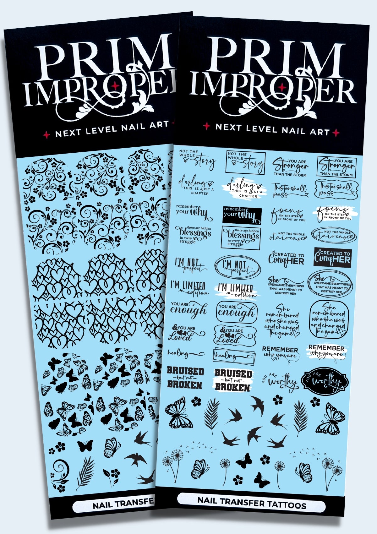 POSITIVE VIBES NAIL TRANSFER TATTOOS | ELEVATE & EMPOWER | BLACK