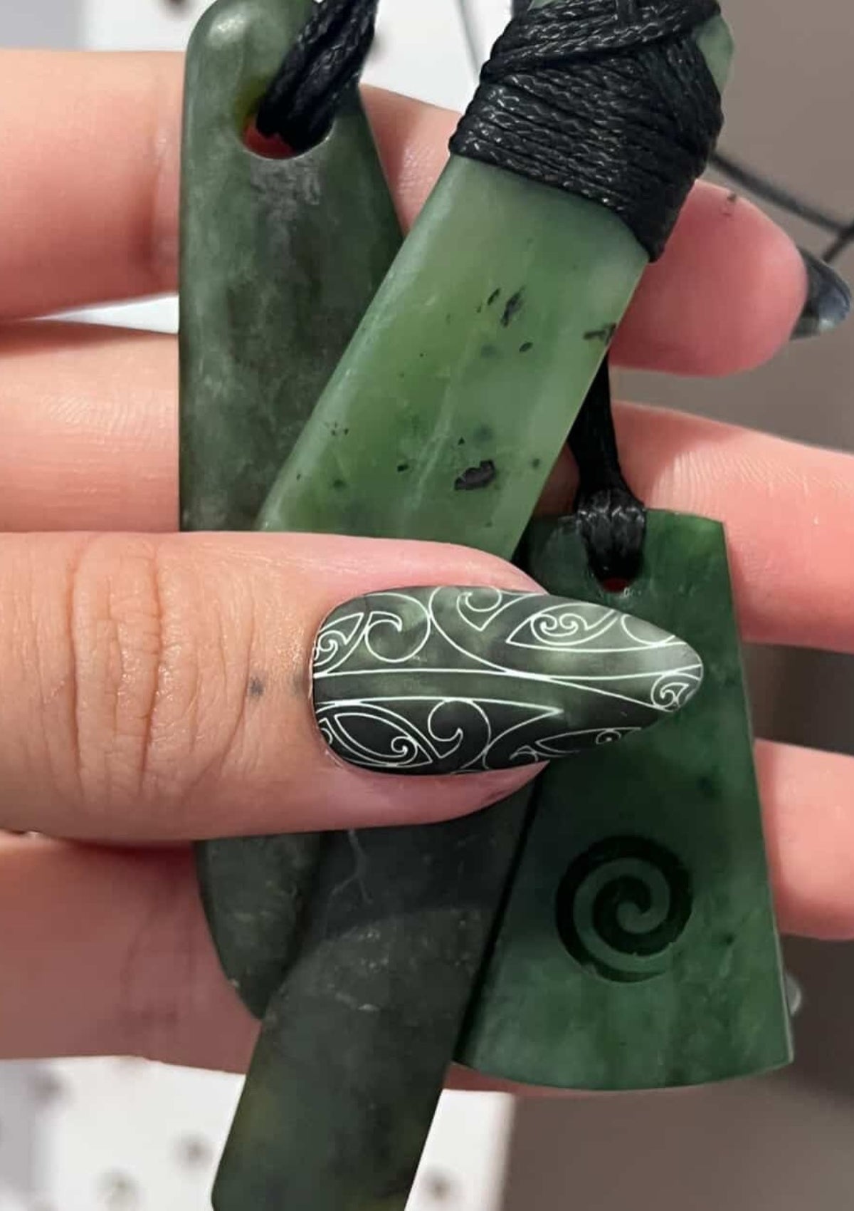 POUNAMU ANAMATA NAIL TRANSFER TATTOOS | DARK