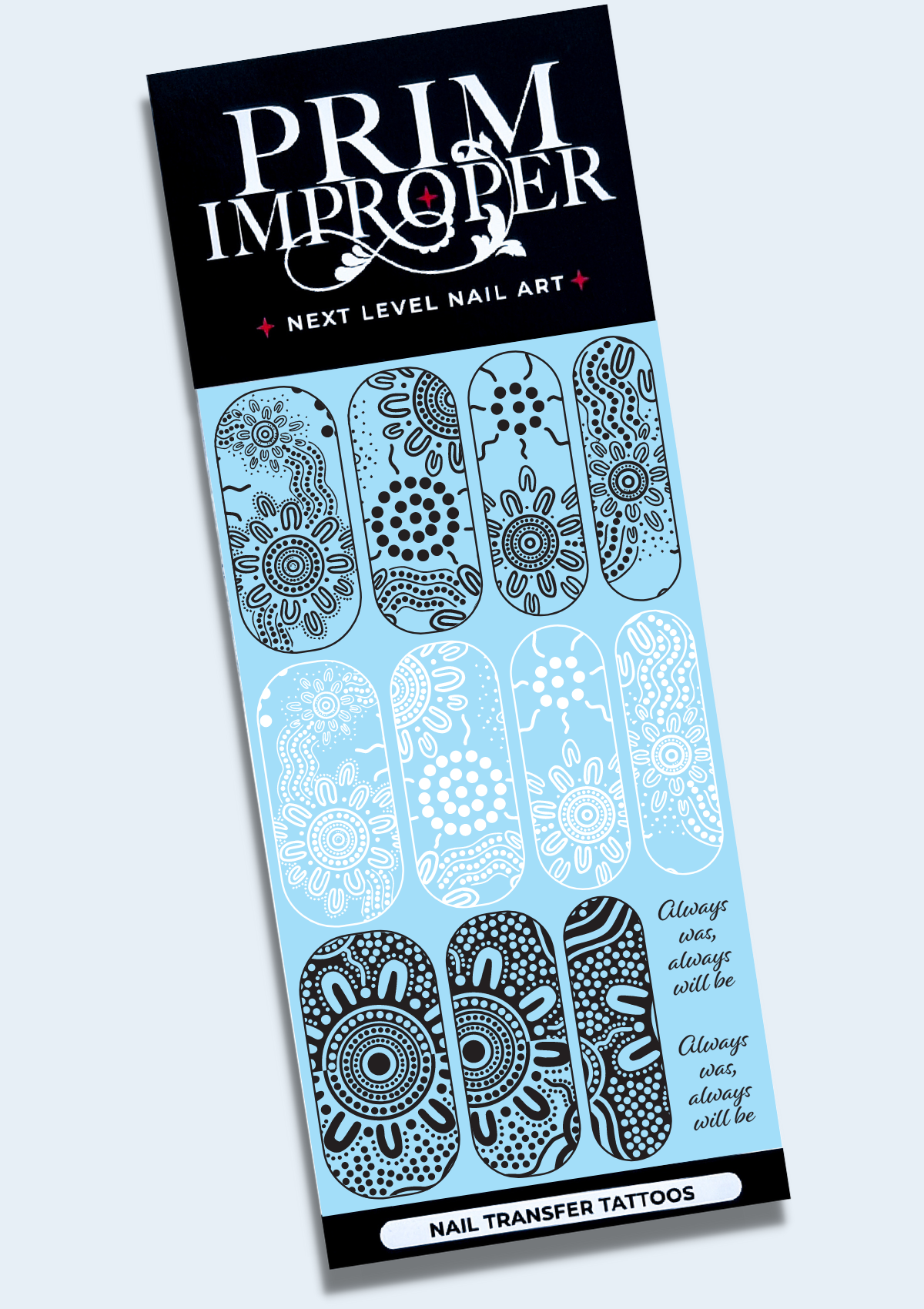 INDIGENOUS AUSTRALIAN NAIL TRANSFER TATTOOS - NAIDOC MIX - BLACK & WHITE
