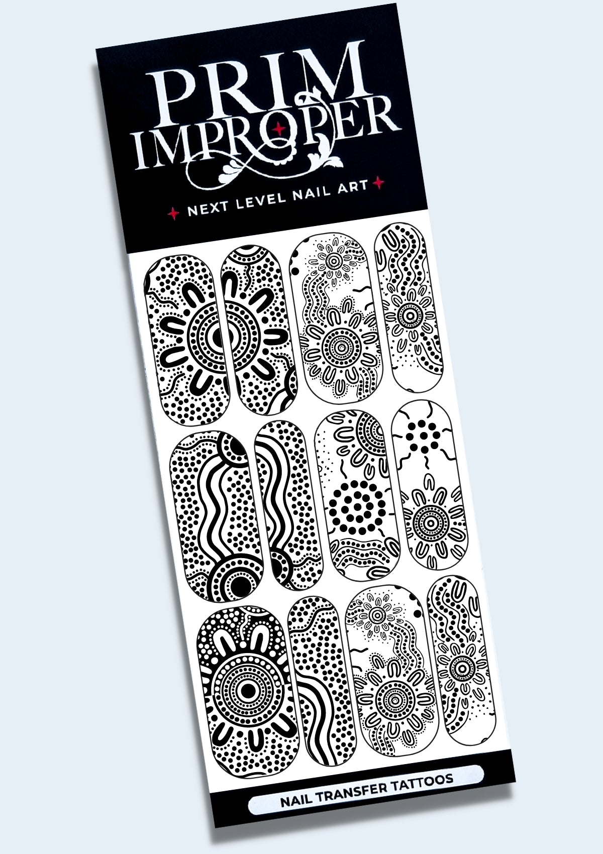 INDIGENOUS AUSTRALIAN NAIL TRANSFER TATTOOS | SAMPLE SET | BLACK & WHITE