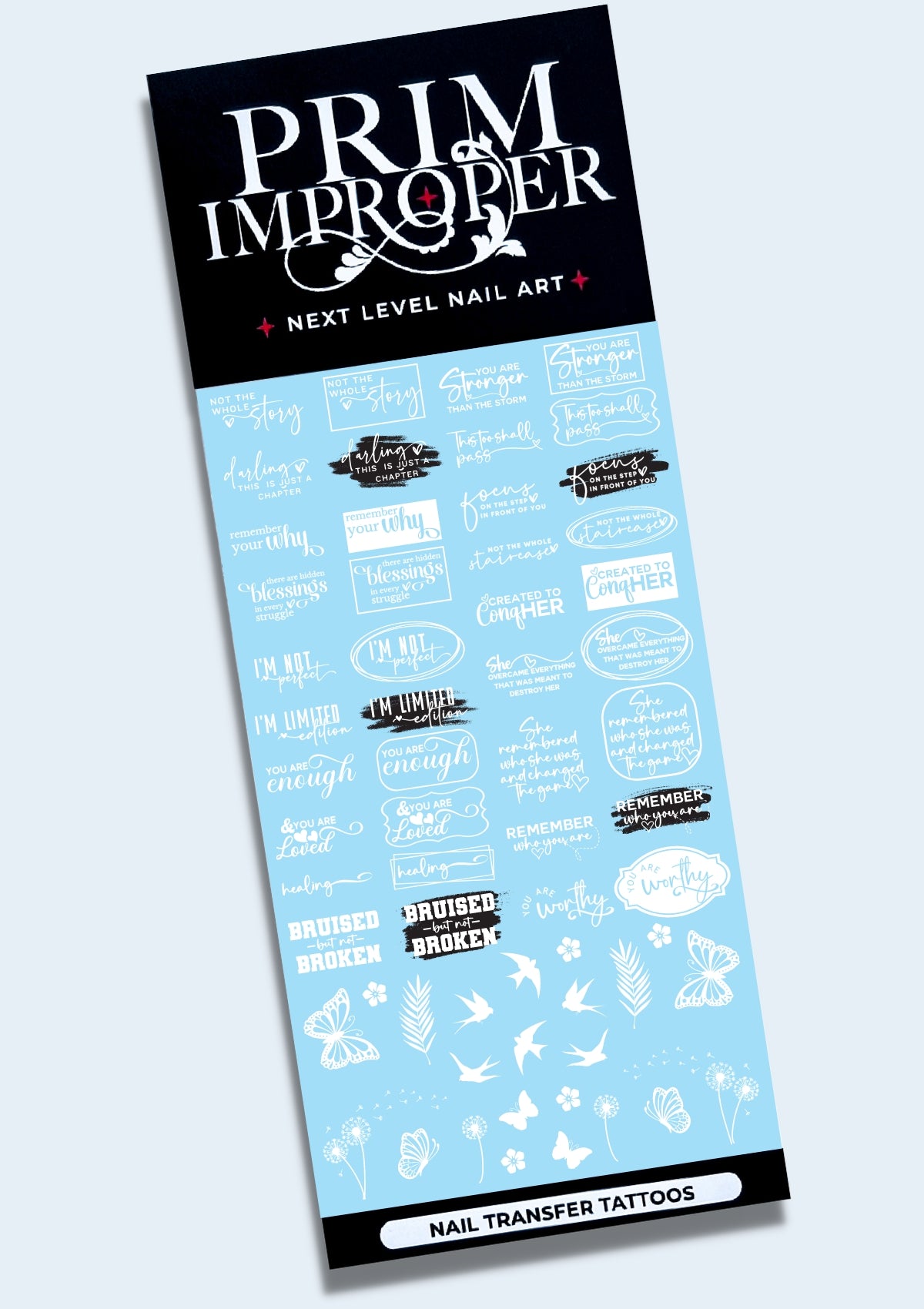 POSITIVE VIBES NAIL TRANSFER TATTOOS | ELEVATE & EMPOWER | WHITE