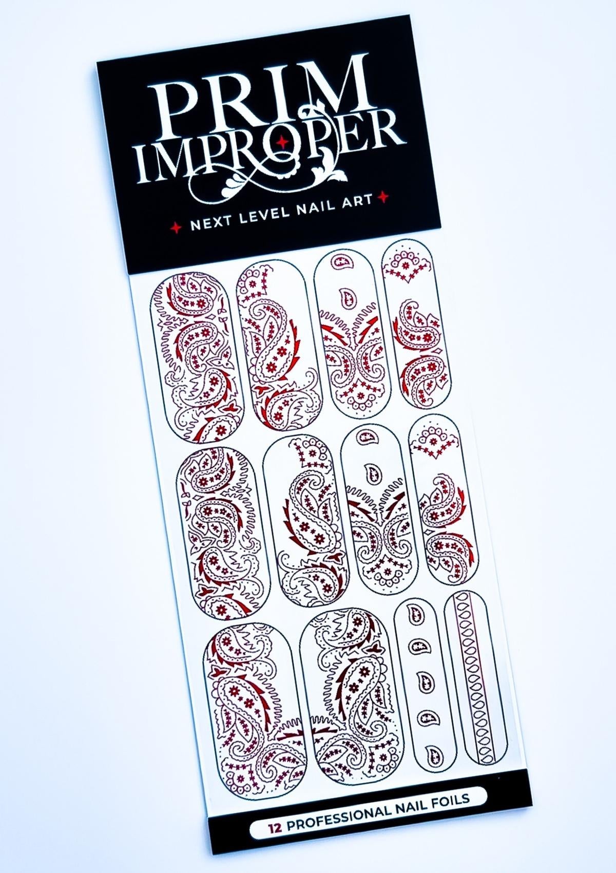NAIL FOILS - PAISLEY BANDANA - RED