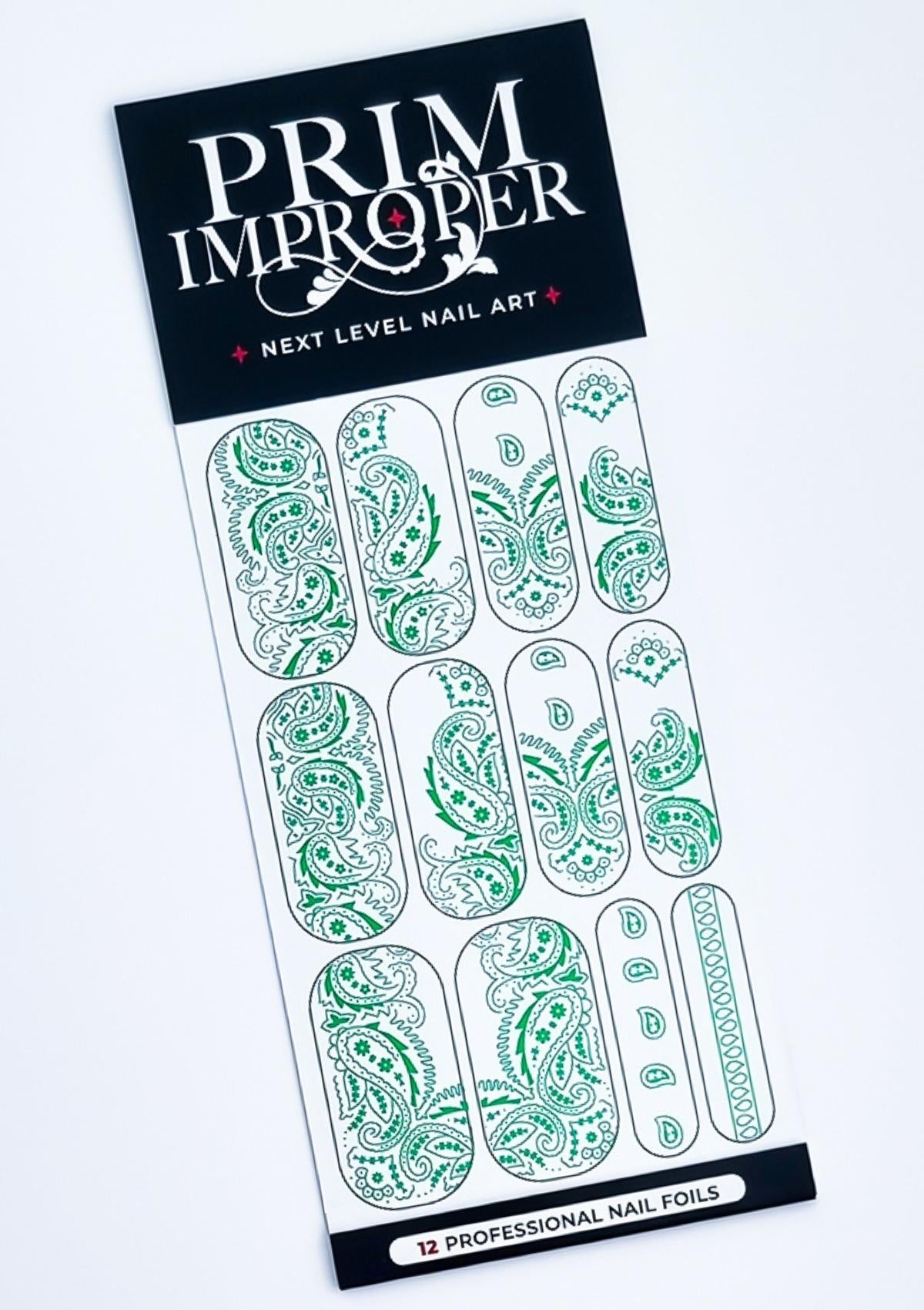 NAIL FOILS - PAISLEY BANDANA - GREEN