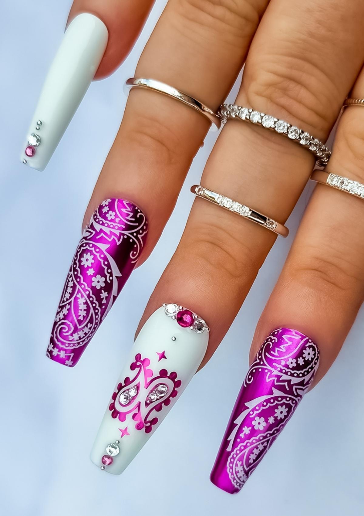 NAIL FOILS | PAISLEY PRINT | FUCHSIA