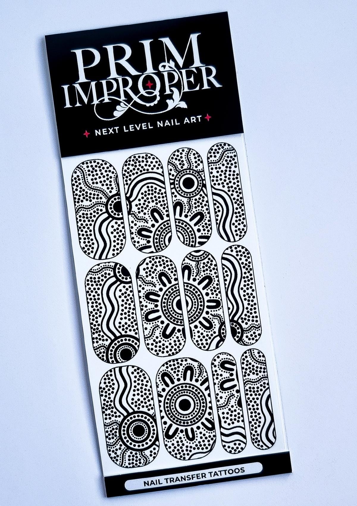 INDIGENOUS AUSTRALIAN NAIL TRANSFER TATTOOS - COUNTRY - BLACK