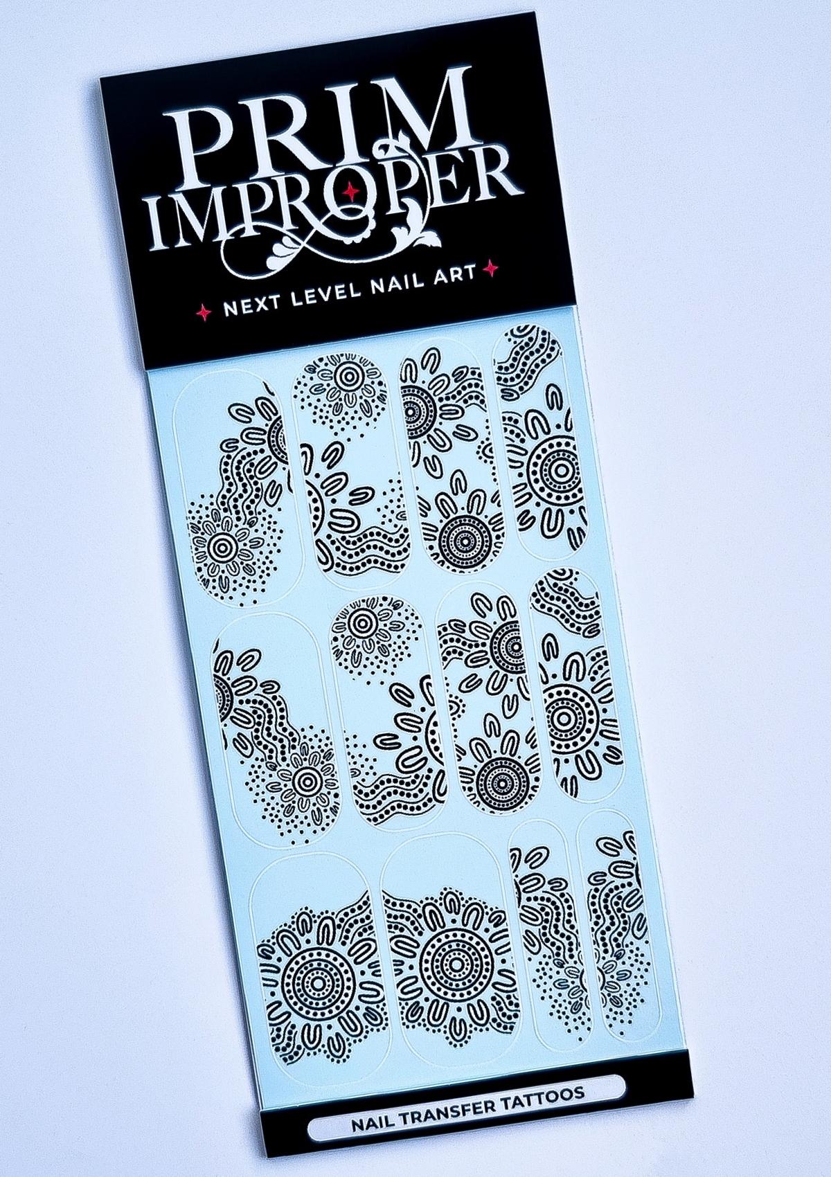 INDIGENOUS AUSTRALIAN NAIL TRANSFER TATTOOS - BELONGING - BLACK & WHITE