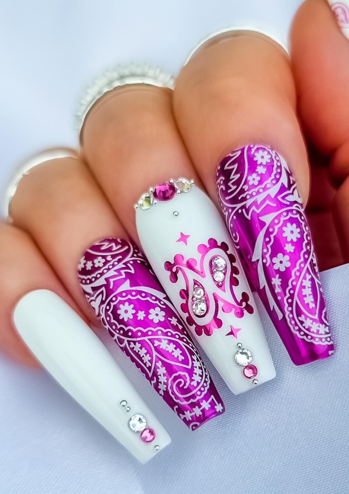 NAIL FOILS | PAISLEY PRINT | FUCHSIA