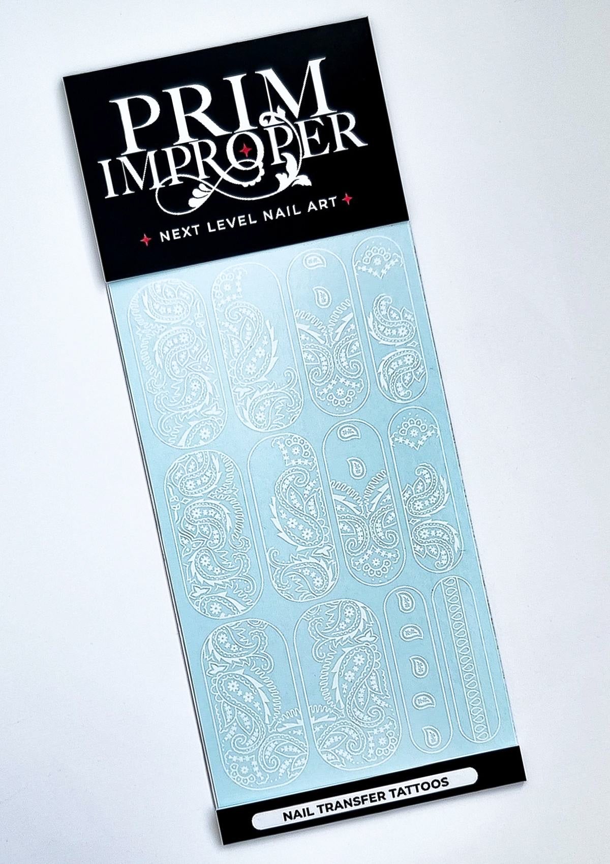 NAIL TRANSFER TATTOOS - PAISLEY BANDANA - BLACK