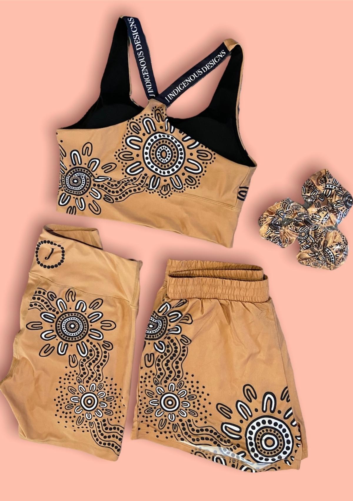J Indigenous Designs Aboriginal tan activewear set