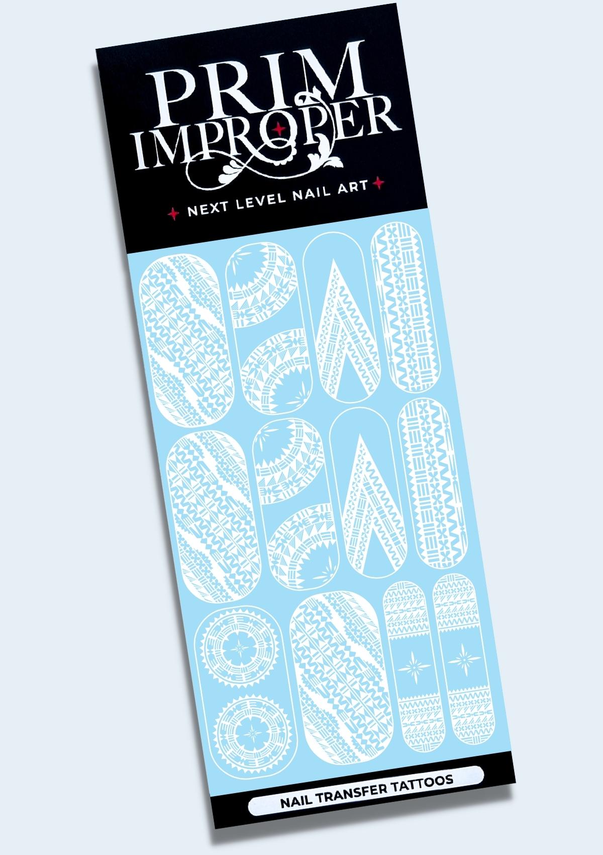 FIJIAN NAIL TRANSFER TATTOOS - MARAMA - WHITE