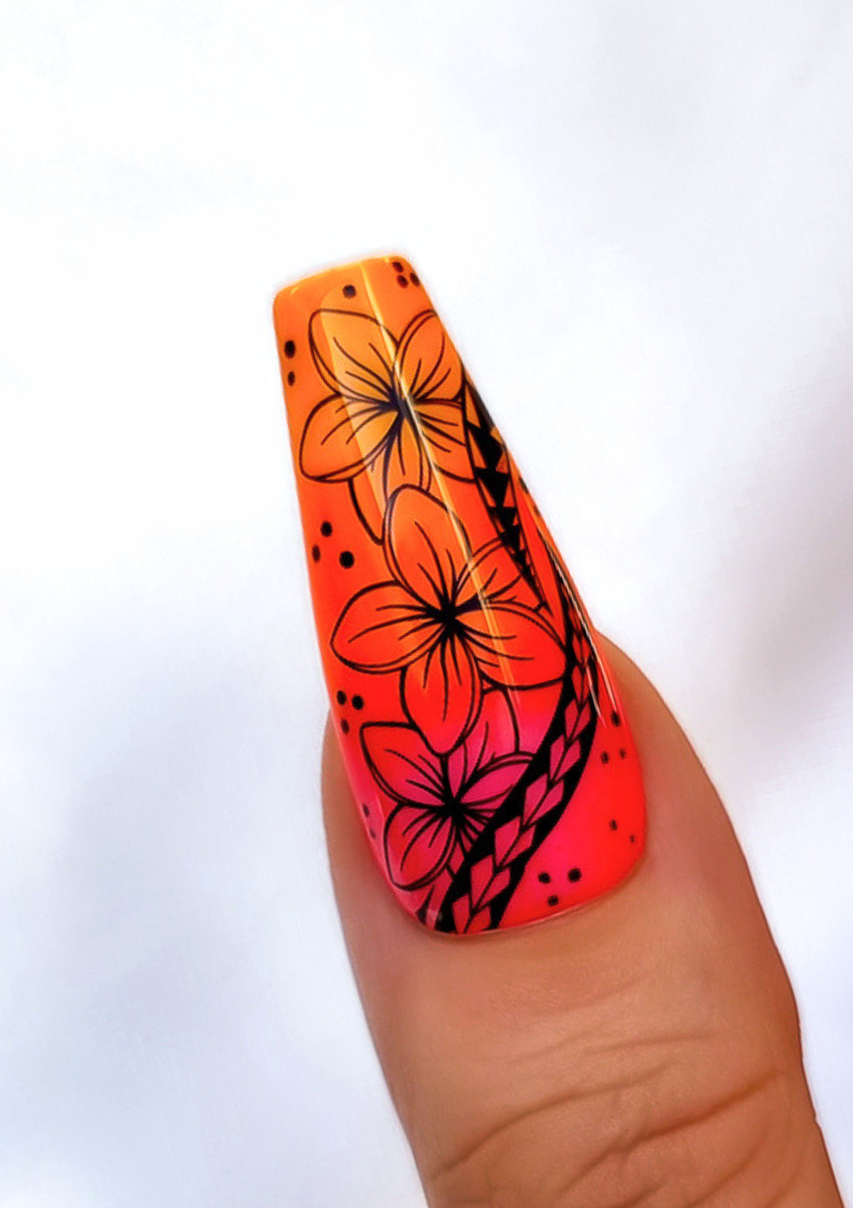 HAWAIIAN NAIL TRANSFER TATTOOS - PUALENA - BLACK