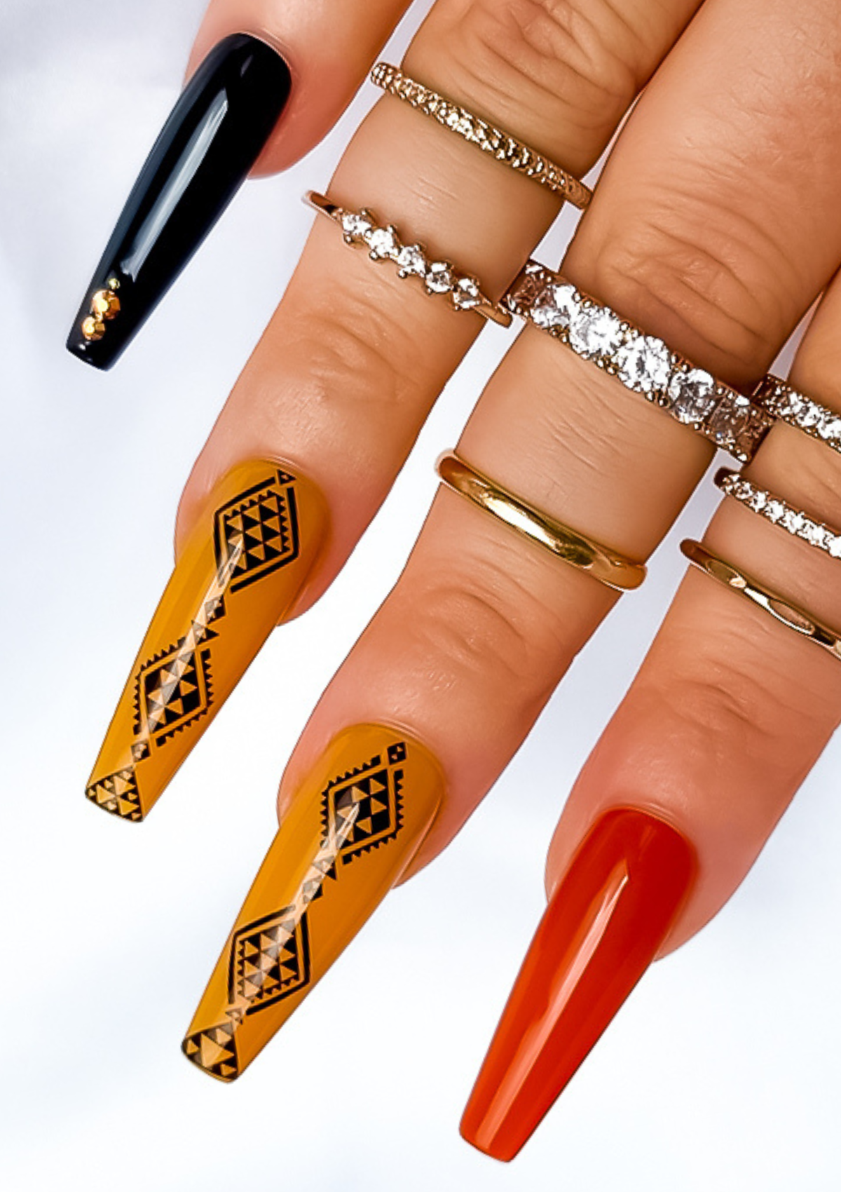 NAIL TRANSFER TATTOOS BY ADRIENNE WHITEWOOD - TANIKO WARU - BLACK & WHITE