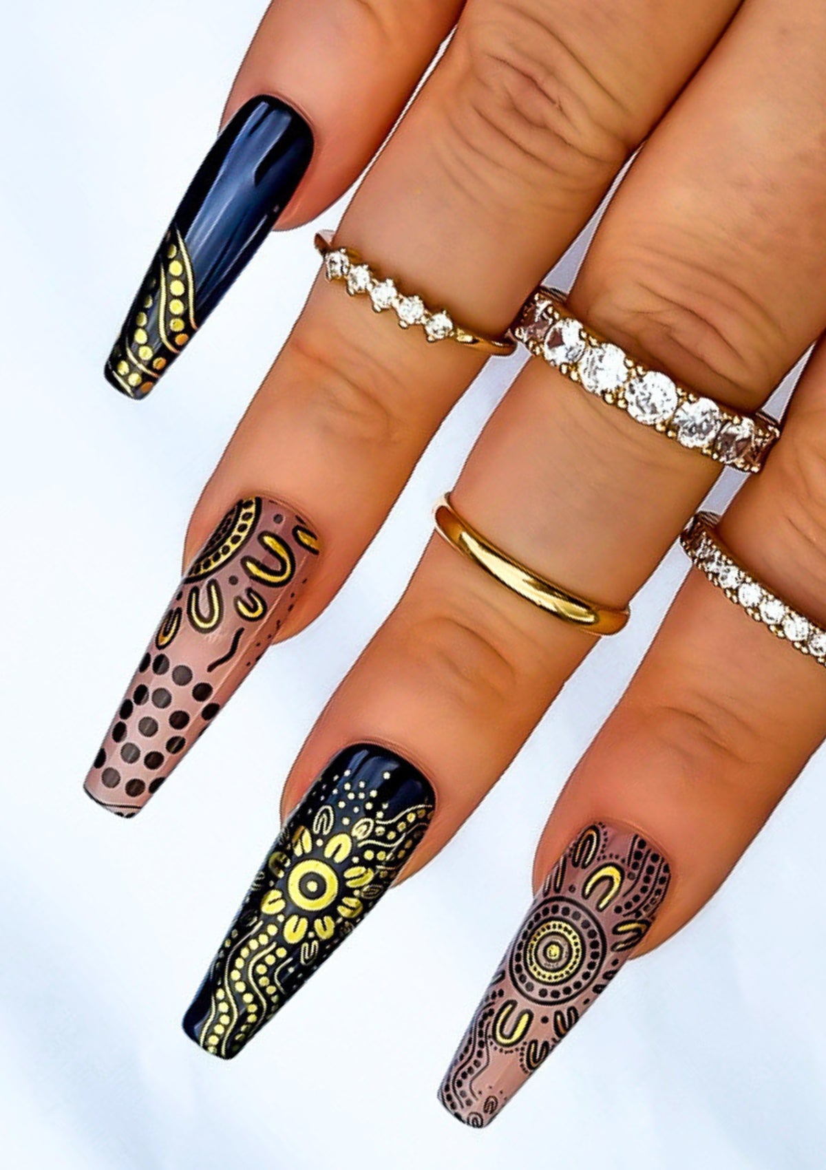 INDIGENOUS AUSTRALIAN NAIL TRANSFER TATTOOS - NAIDOC MIX - BLACK & WHITE