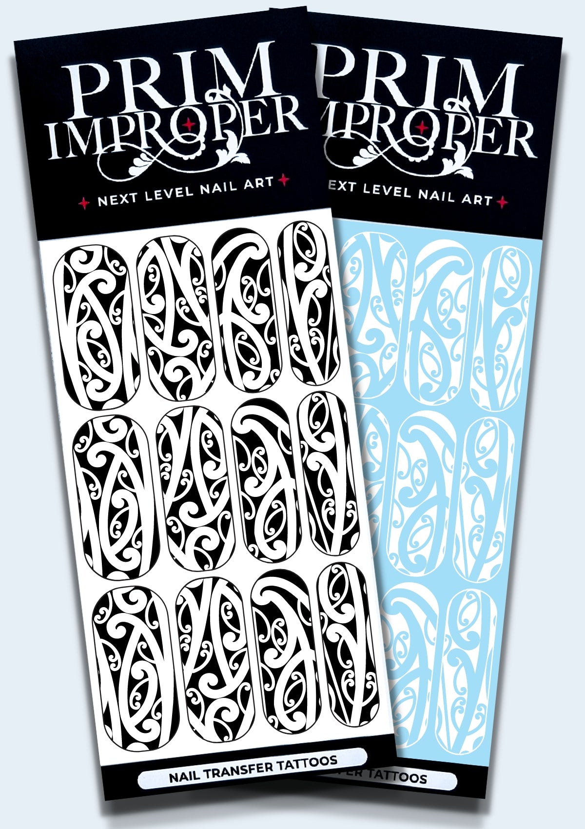 MĀORI NAIL TRANSFER TATTOOS - TE PŌ - BLACK & WHITE