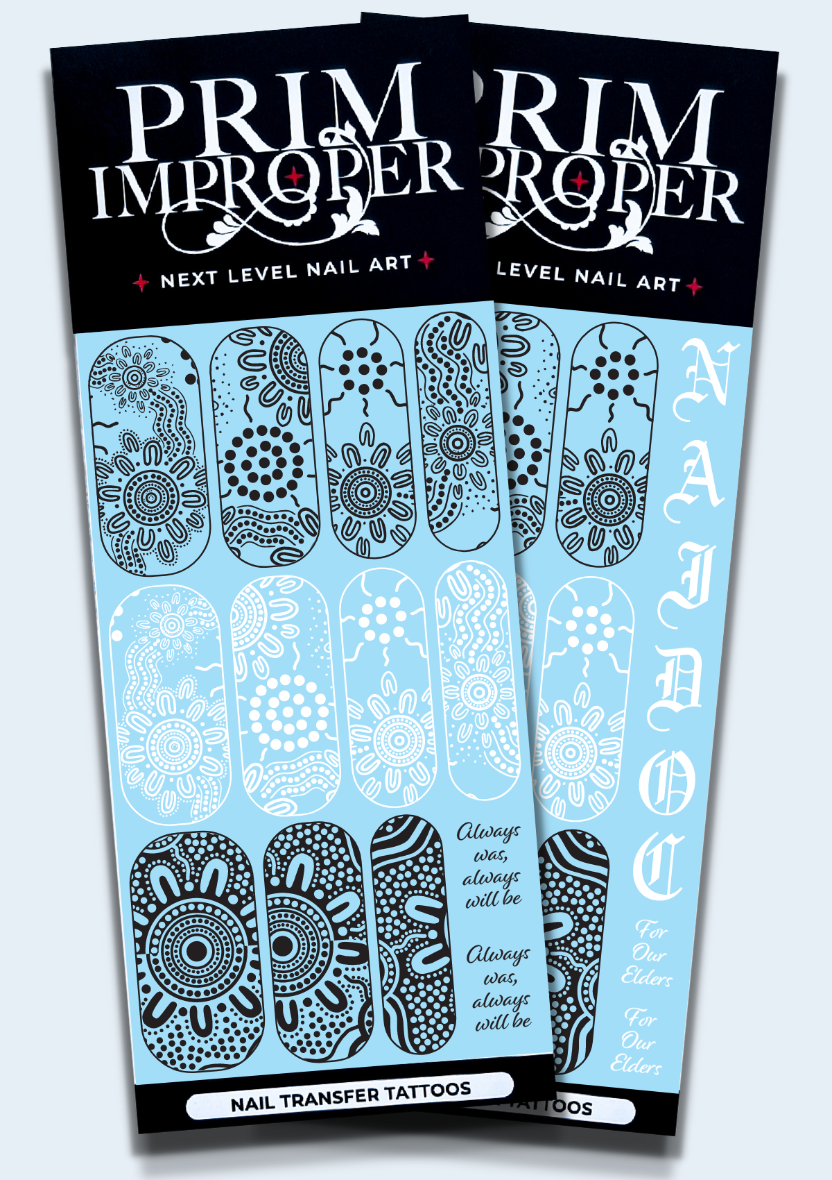 INDIGENOUS AUSTRALIAN NAIL TRANSFER TATTOOS - NAIDOC MIX - BLACK & WHITE