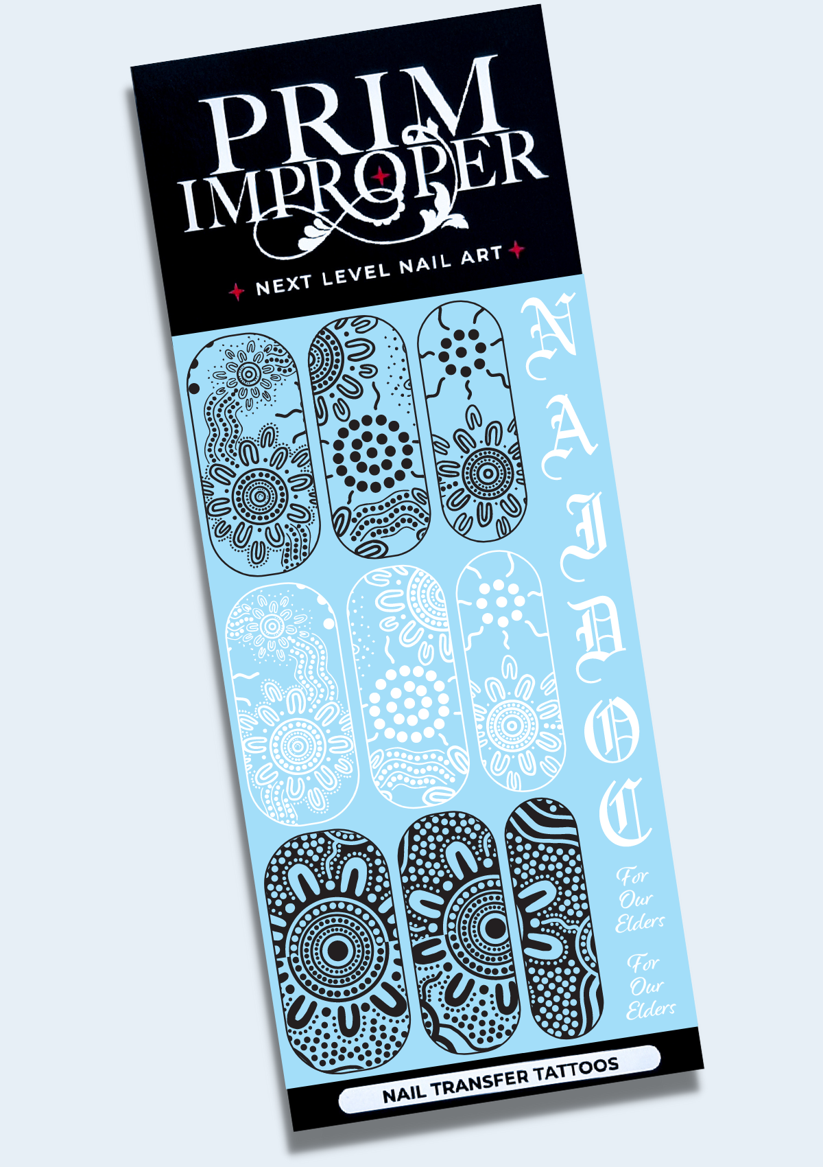 INDIGENOUS AUSTRALIAN NAIL TRANSFER TATTOOS - NAIDOC MIX - BLACK & WHITE