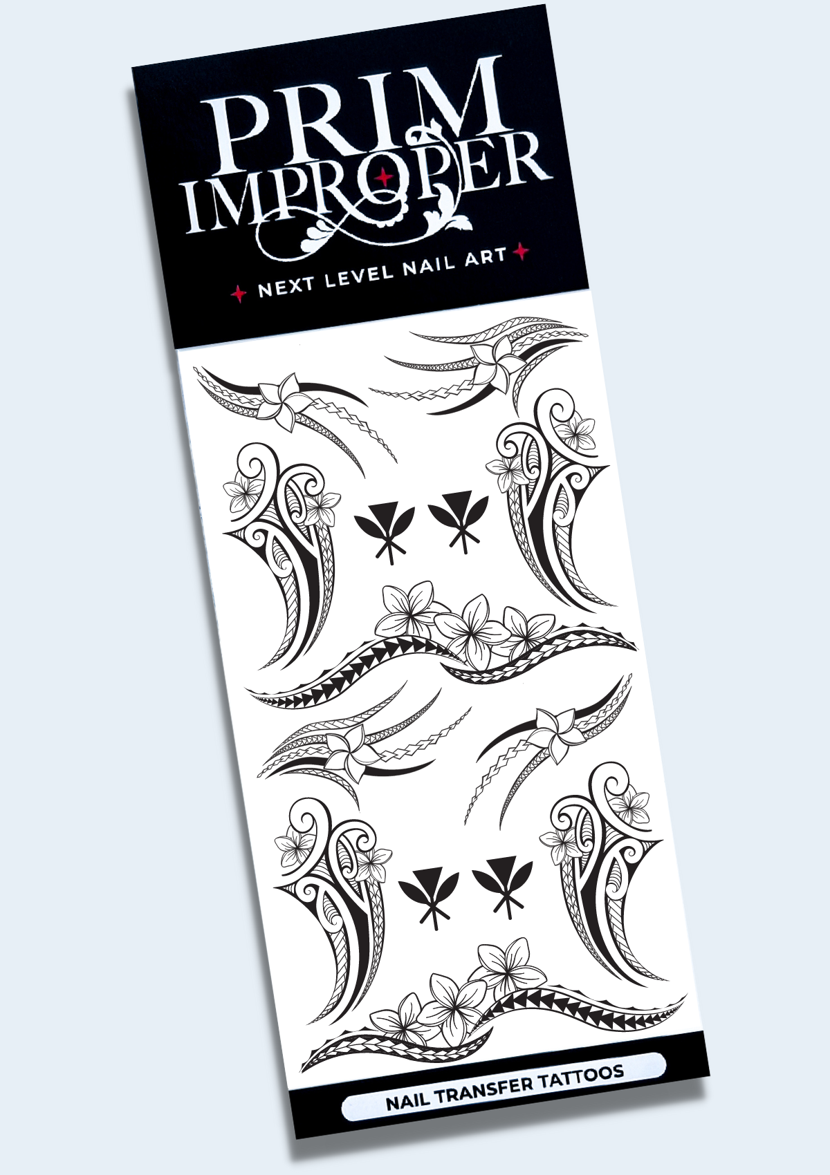 HAWAIIAN NAIL TRANSFER TATTOOS - PUALENA - BLACK