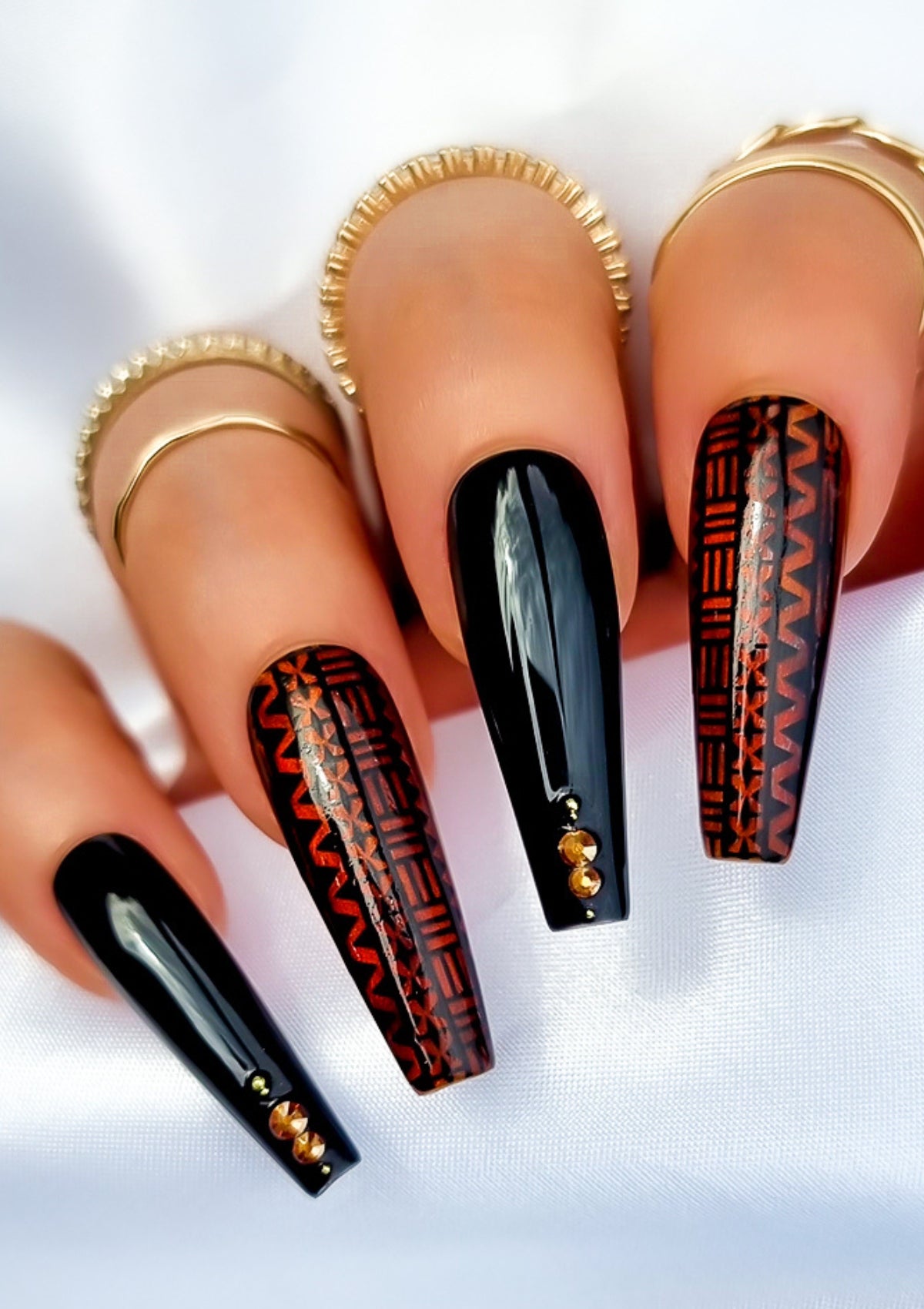 FIJIAN NAIL TRANSFER TATTOOS - MARAMA - BLACK