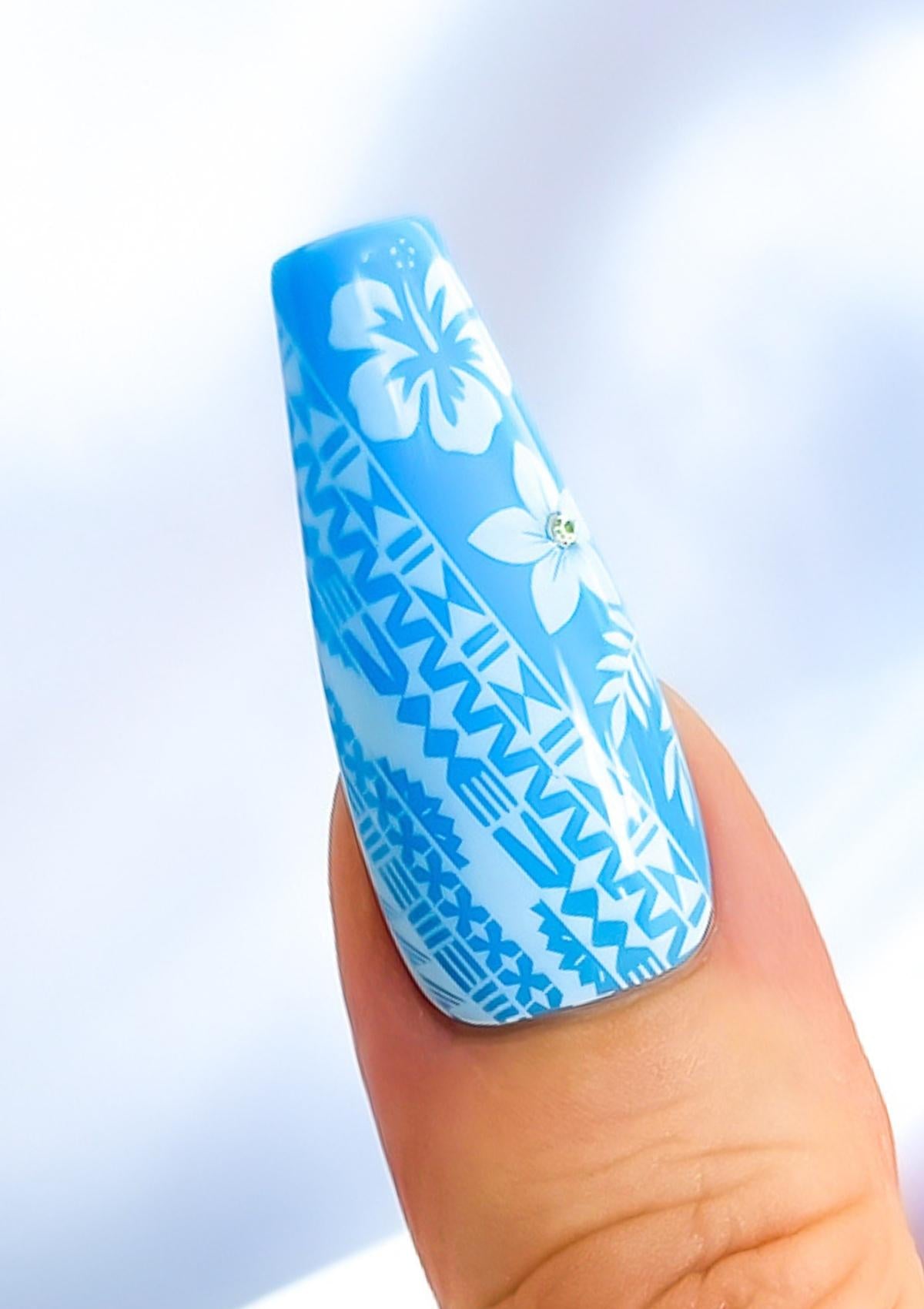 FIJIAN NAIL TRANSFER TATTOOS - MARAMA - WHITE