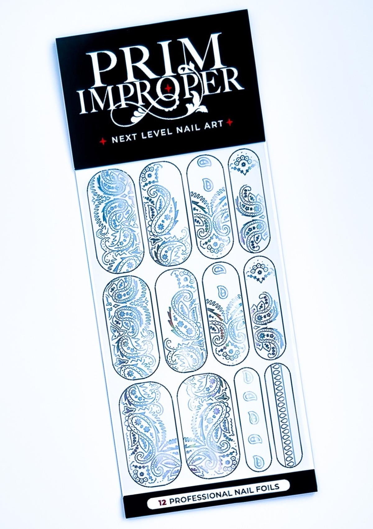 NAIL FOILS - PAISLEY BANDANA – HOLO SILVER