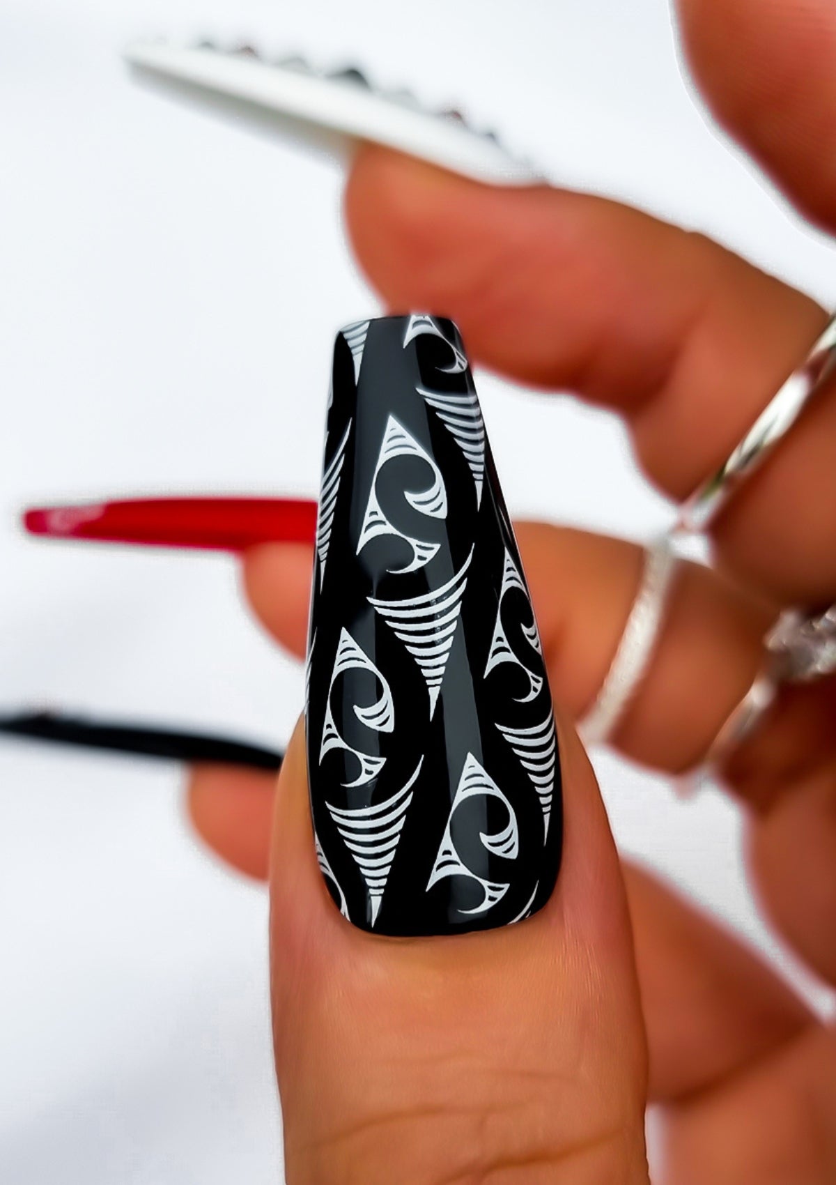NAIL TRANSFER TATTOOS BY ADRIENNE WHITEWOOD - AUAHA & NGARU - BLACK & WHITE