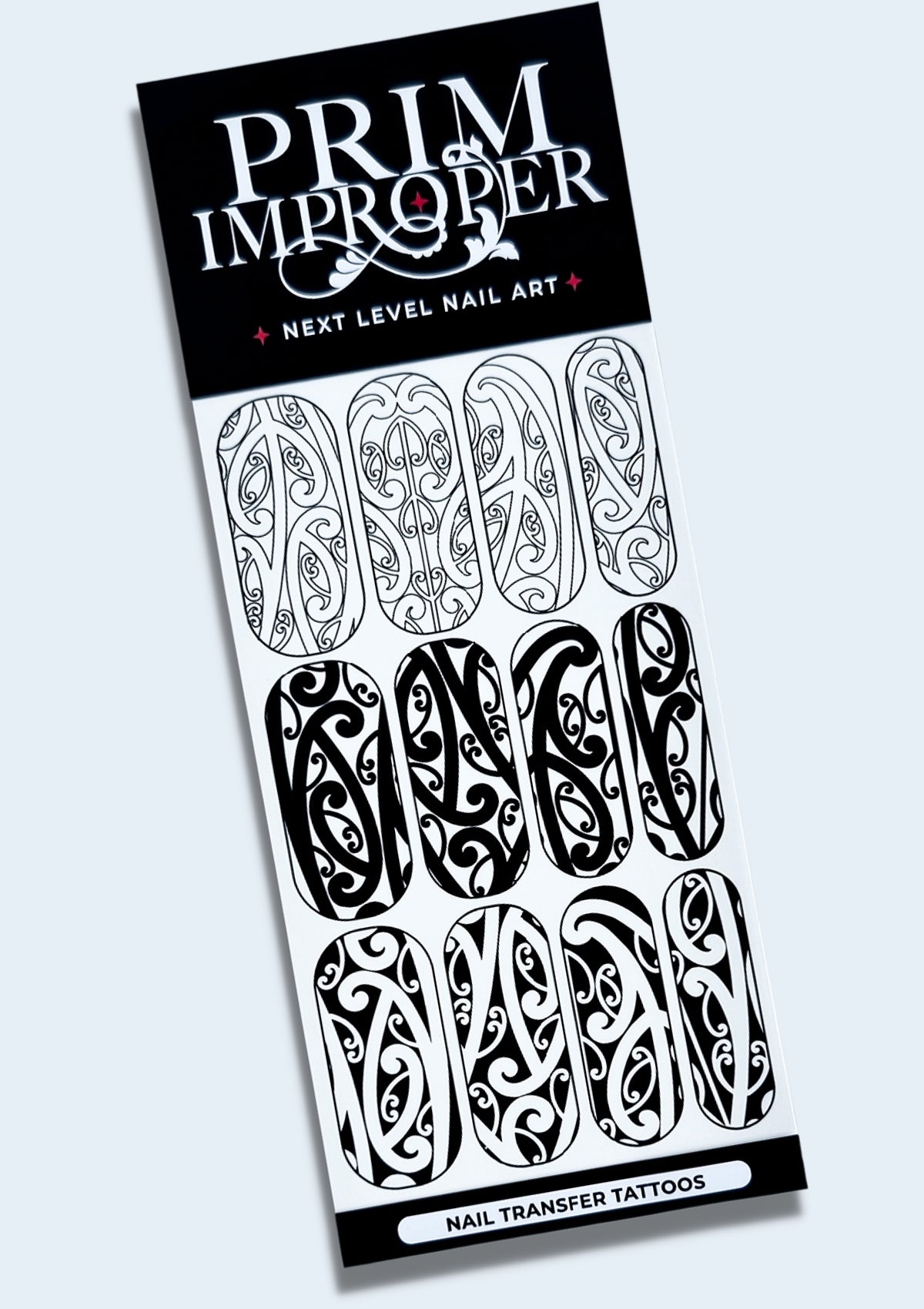 MĀORI NAIL TRANSFER TATTOOS - 818 MIX - BLACK & WHITE