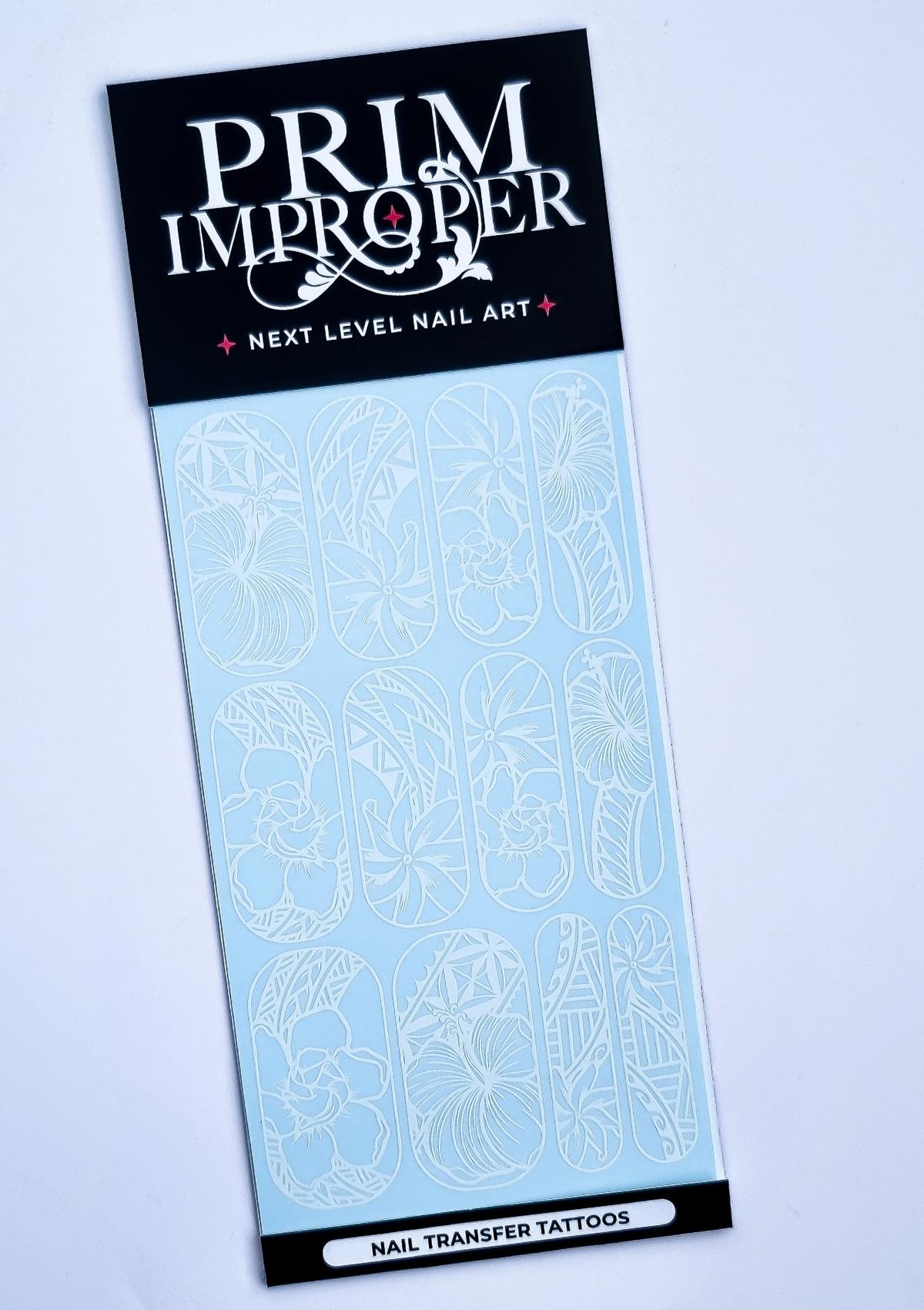 COOK ISLAND NAIL TRANSFER TATTOOS - TIARE - BLACK