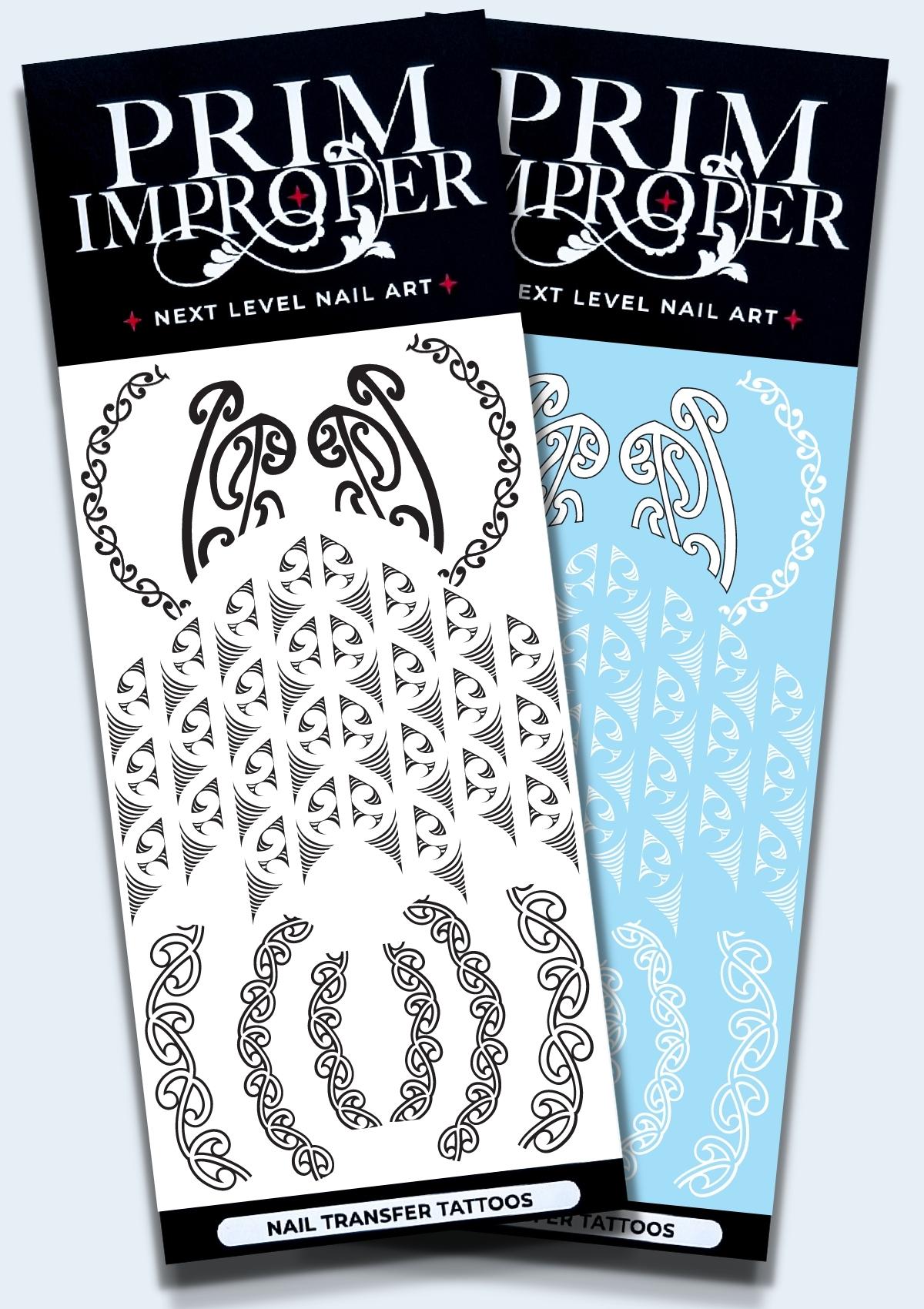 NAIL TRANSFER TATTOOS BY ADRIENNE WHITEWOOD - AUAHA & NGARU - BLACK & WHITE