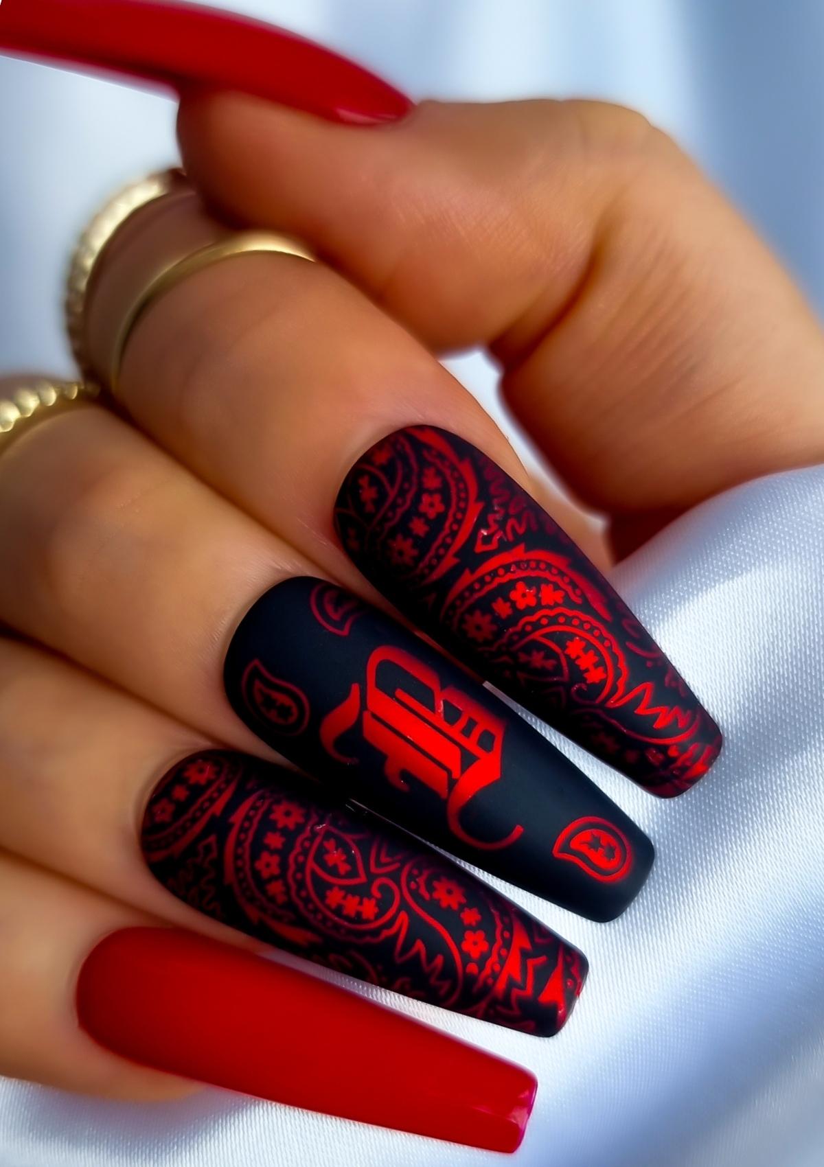 NAIL FOILS - PAISLEY BANDANA - RED