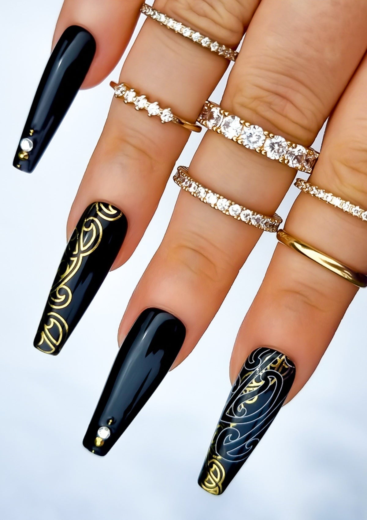 NAIL TRANSFER TATTOOS BY ADRIENNE WHITEWOOD - AUAHA & NGARU - BLACK & WHITE